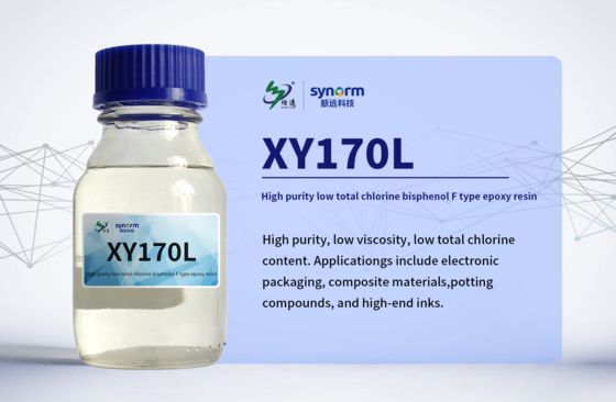 XY170L Hoge Zuiverheid Laag Chloor Epoxyhars CAS 28064-14-4 Molecuulformule (C6H6O.C3H5ClO.CH2O)x, Poly Bisphenol F-co-epichloorhydrine Glycidyl Eind-gecapped